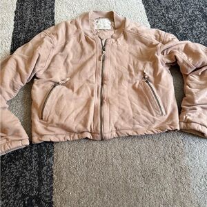 Anthropologie Pilcro Women’s Light Pink Knit Bomber Jacket- Large